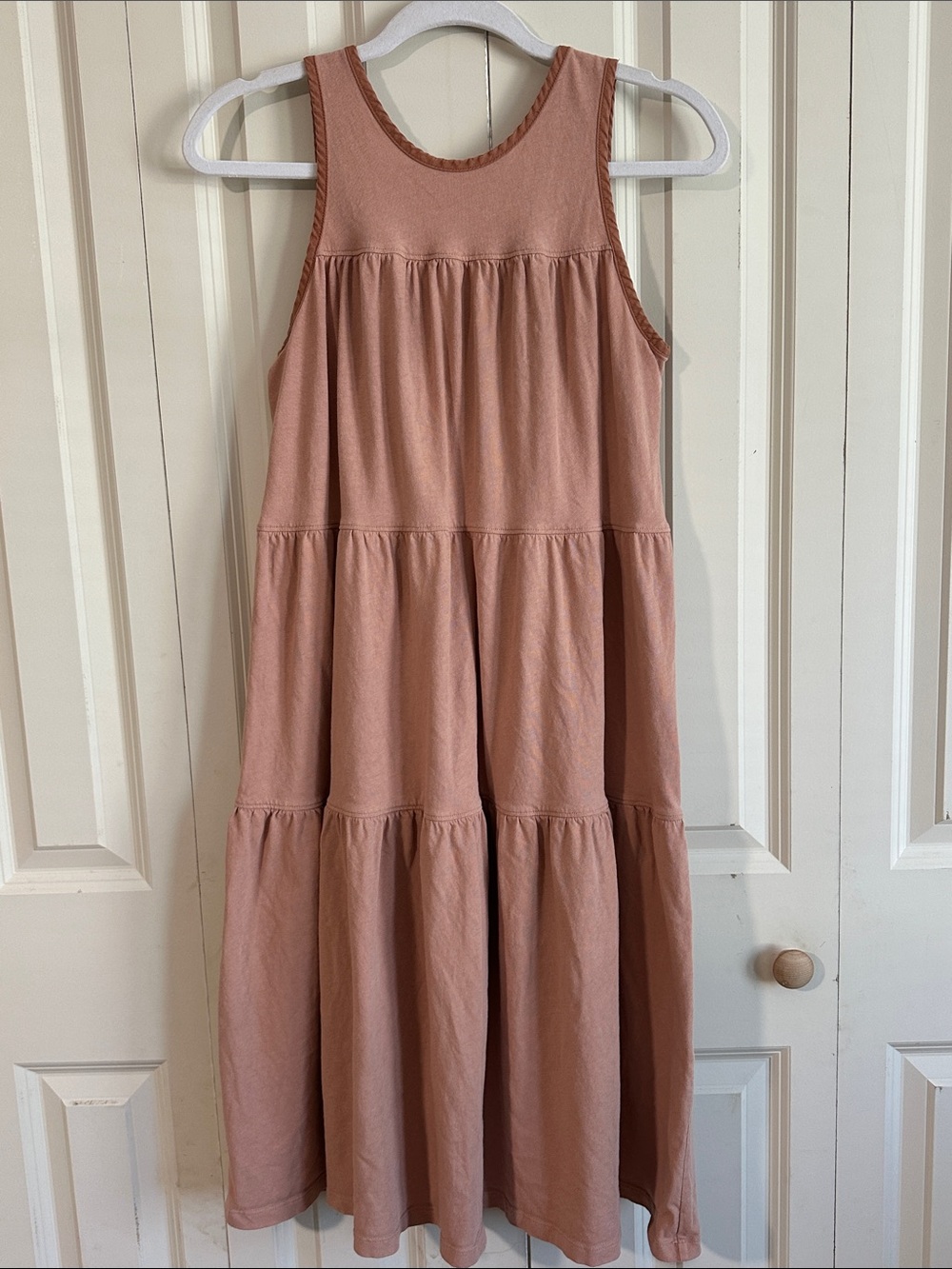 Everlane The Weekend Tiered Sleeveless Ruffle Dress Oak Pink s